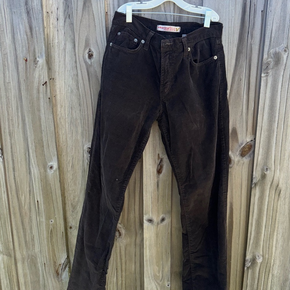 Vitamin A Brown Straight Corduroy Pants Classic Design